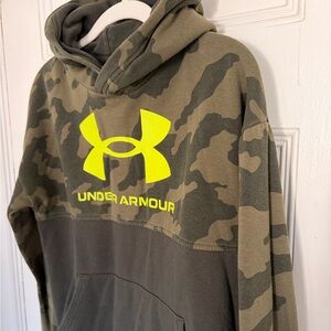 Under Armour Green Camo Hoodie with Bright Logo